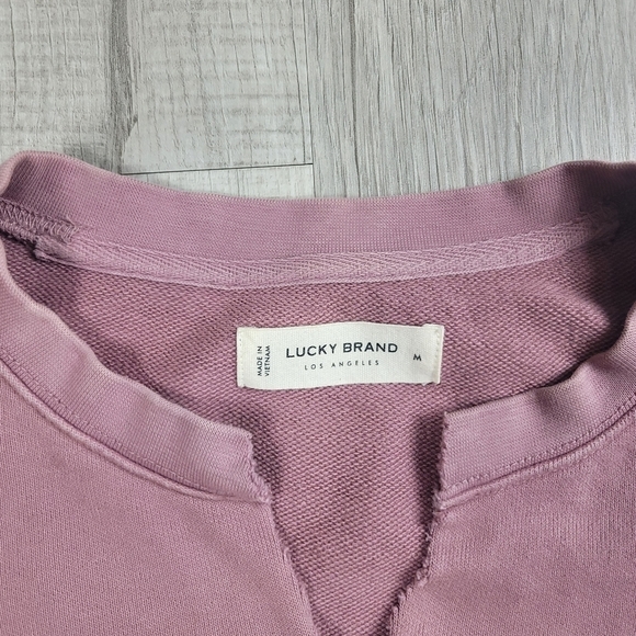 Lucky Brand Sueded Terry Crop Sweatshirt Rose - Picture 7 of 10